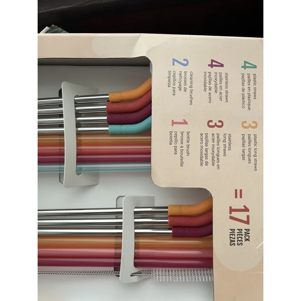 Ello Straw and Bottle Brush Set Family Pack, 17 Pieces